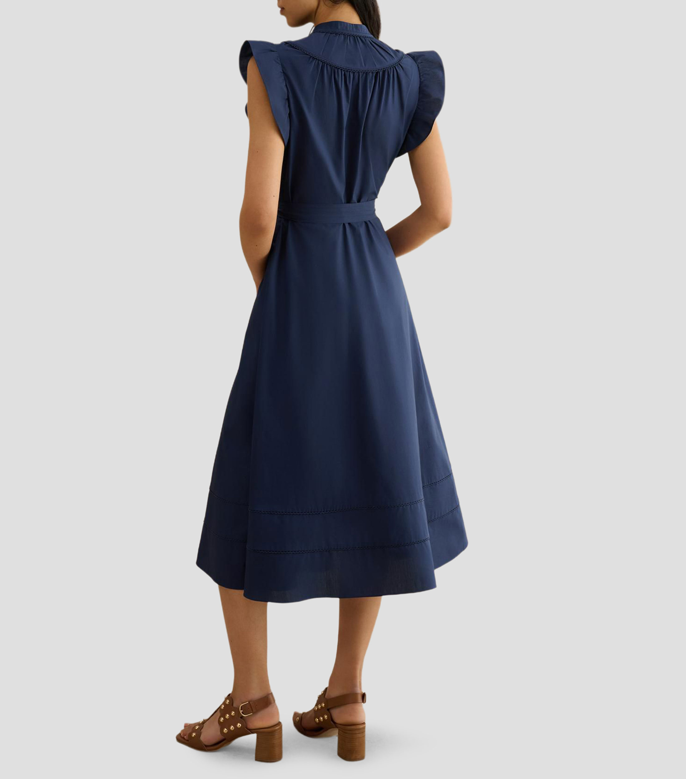 Vestido midi liso Mujer